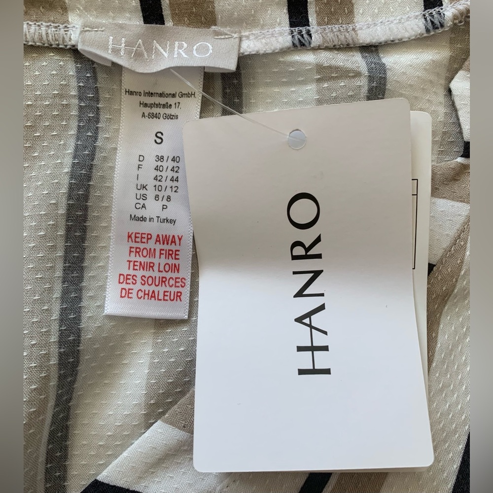 NWT Hanro Sleep & Lounge Stripe Woven V-Neck Button-Down Shirt Size Small - Picture 7 of 16